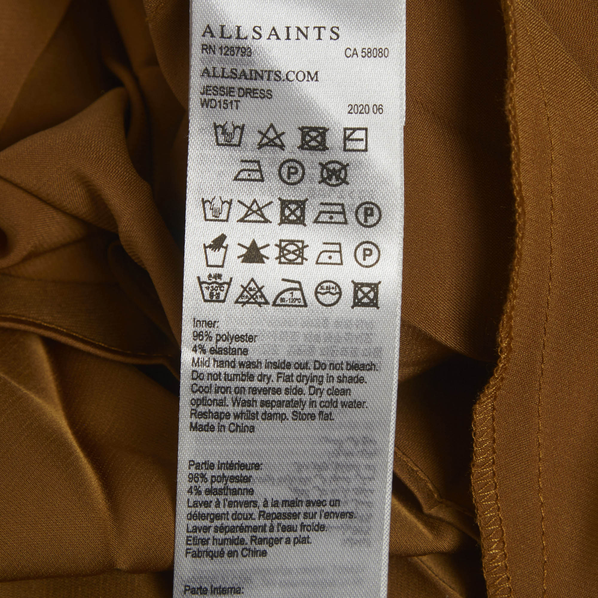 All Saints Beige/gold Satin Asymmetric Jessie 2-In-1 Dress - Image 6