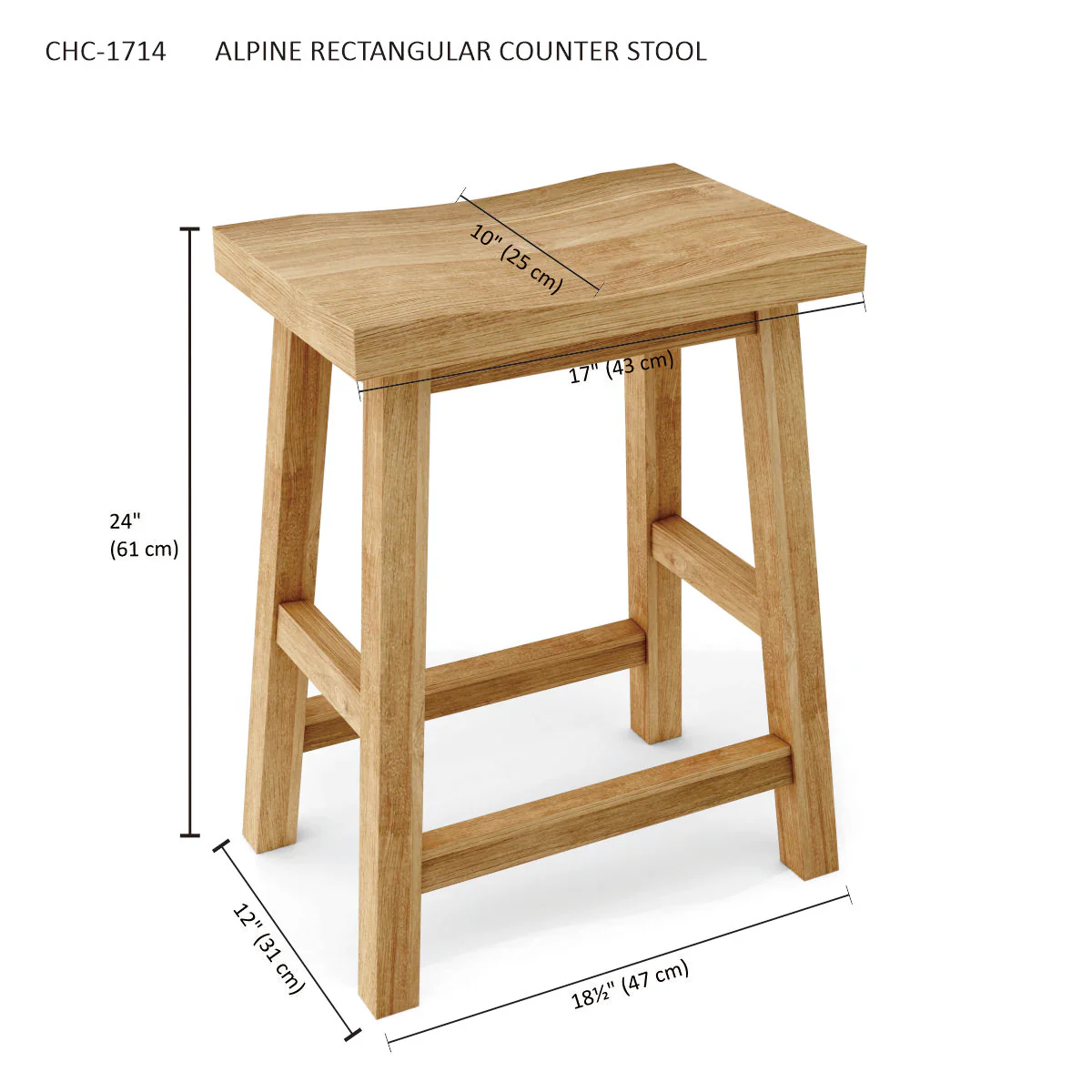 Alpine Rectangular Counter Stool - Image 4