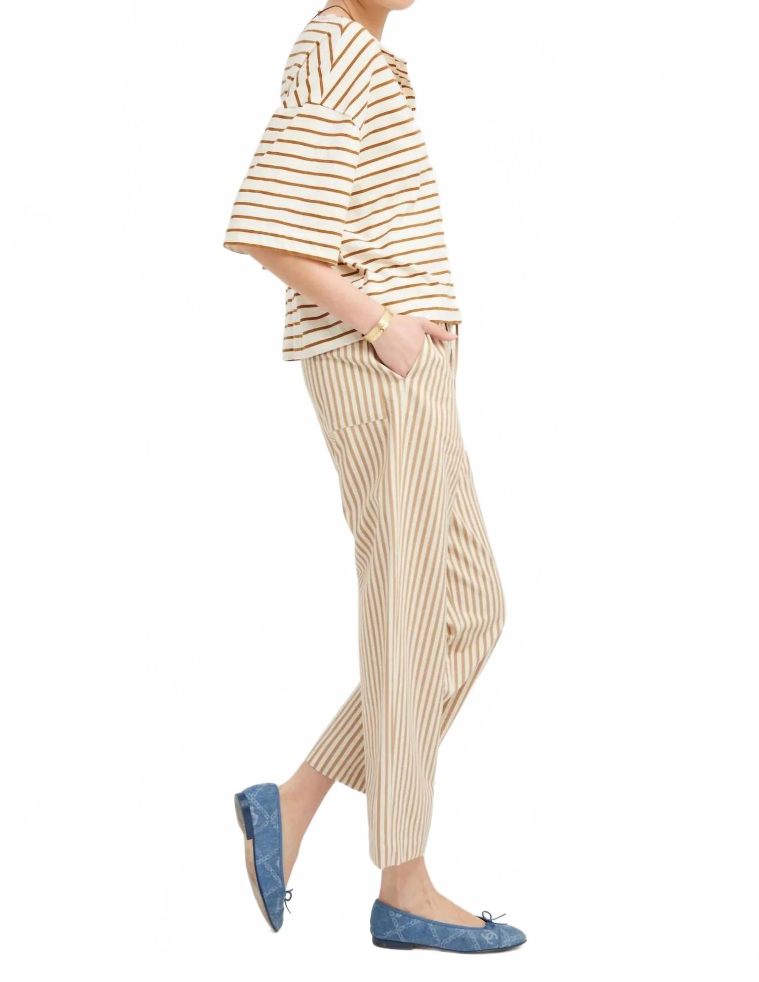 Amalfi Pant In Camel Stripe - Image 3