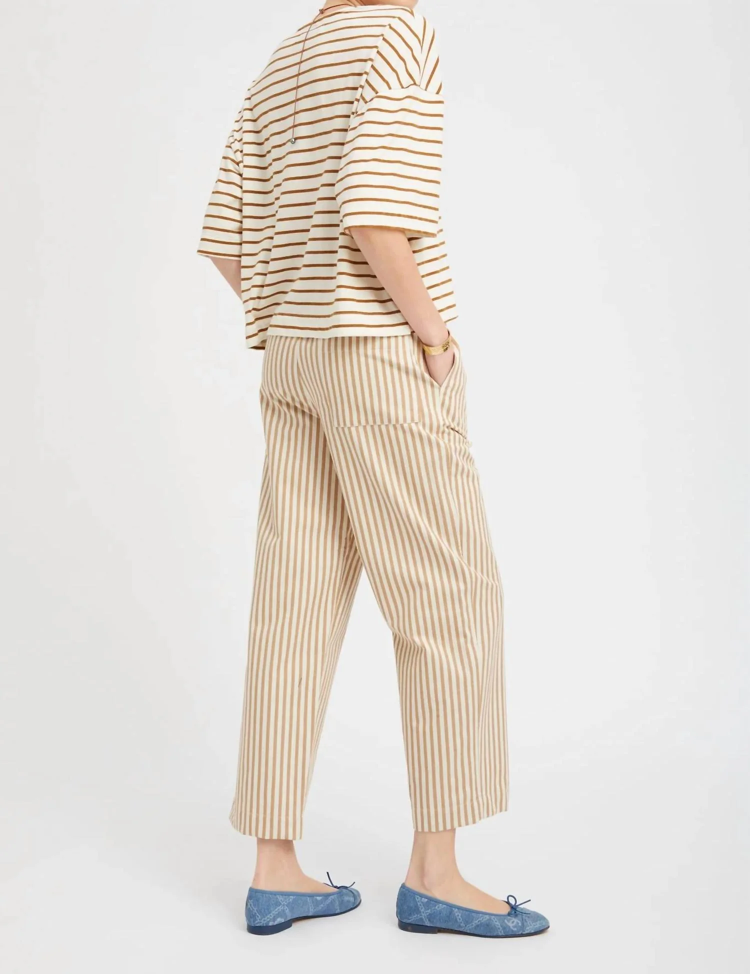Amalfi Pant In Camel Stripe - Image 4