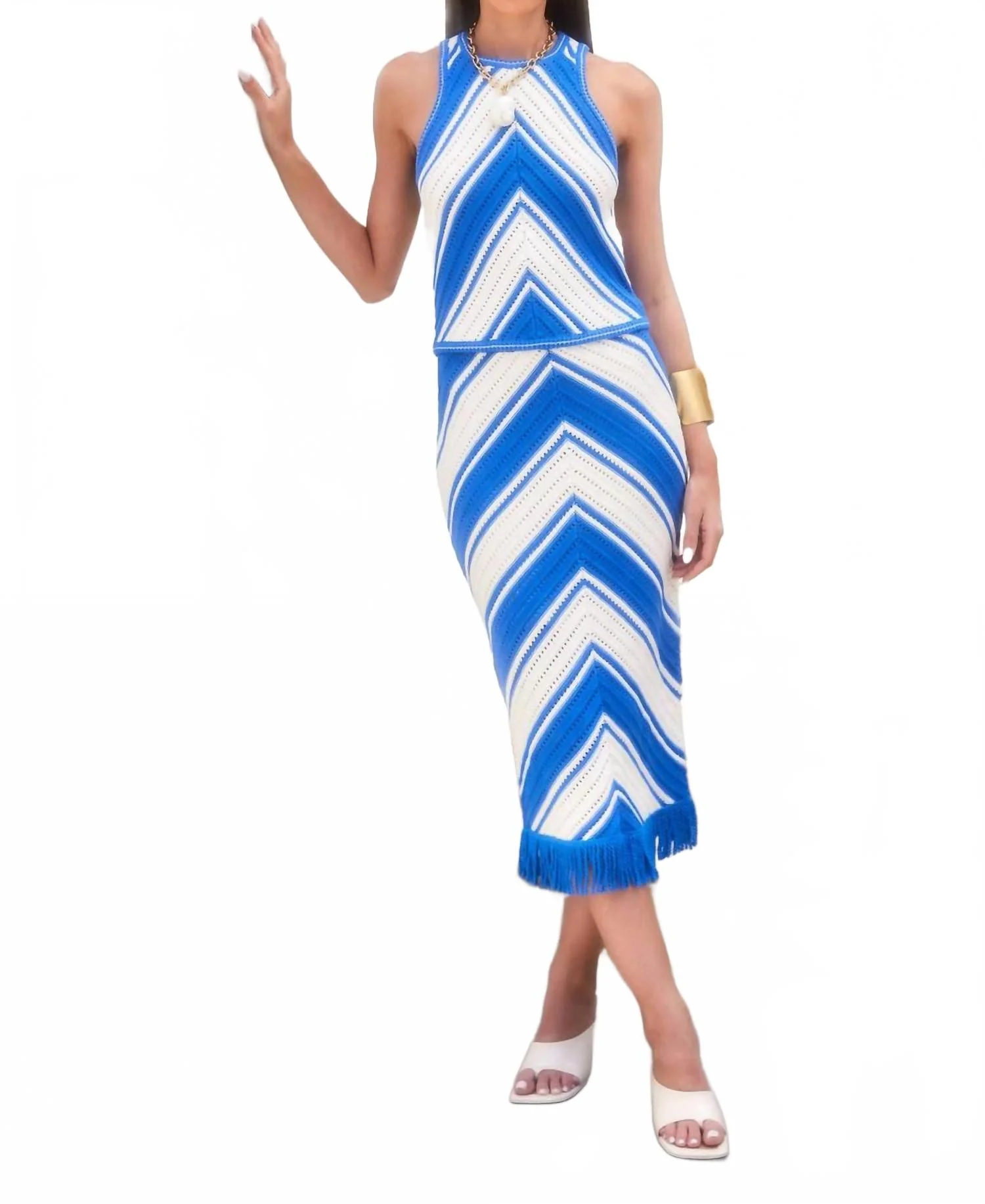 Amber Crochet Skirt In Blue - Image 4