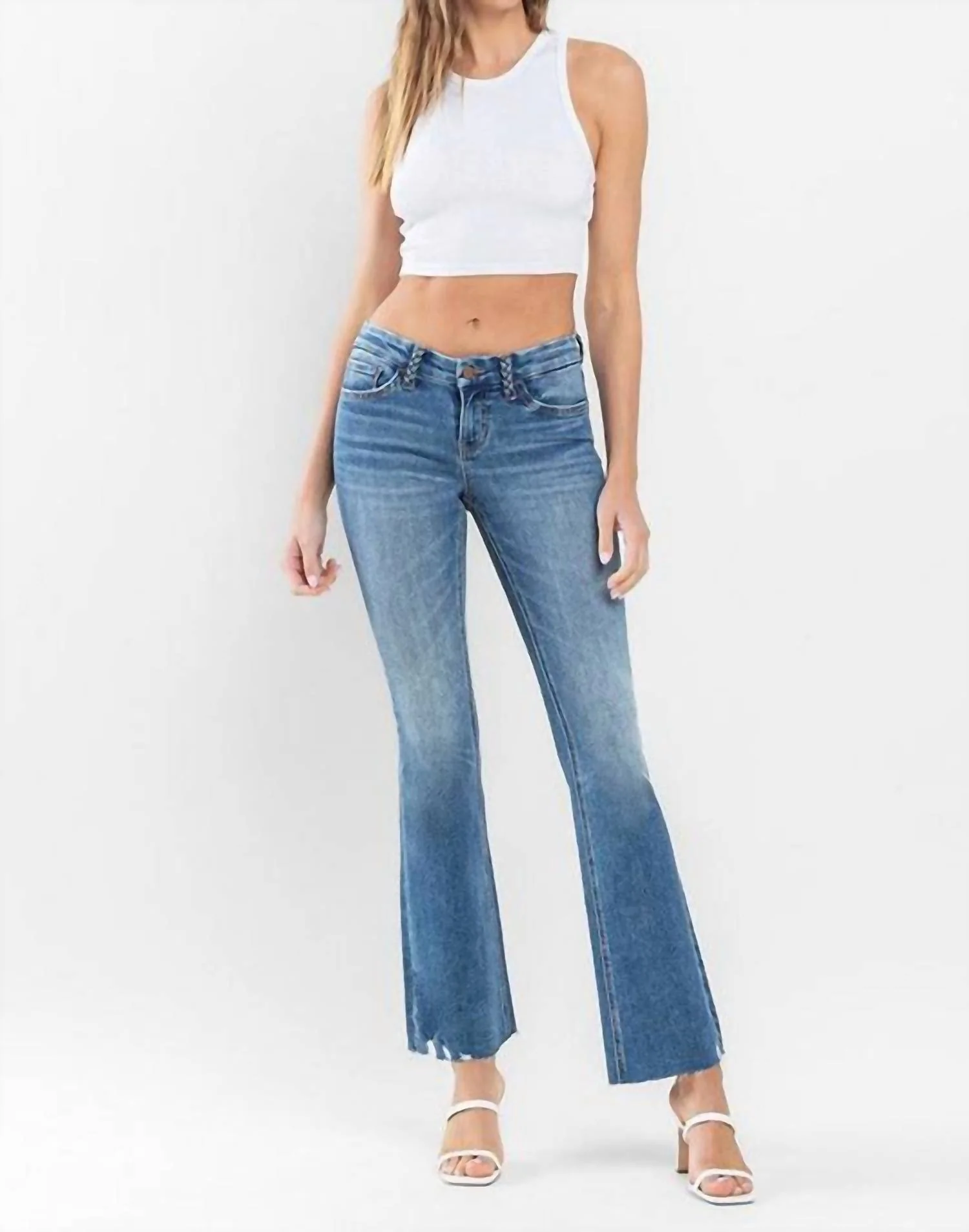 Amie Low Rise Flare Jeans In Blue - Image 5