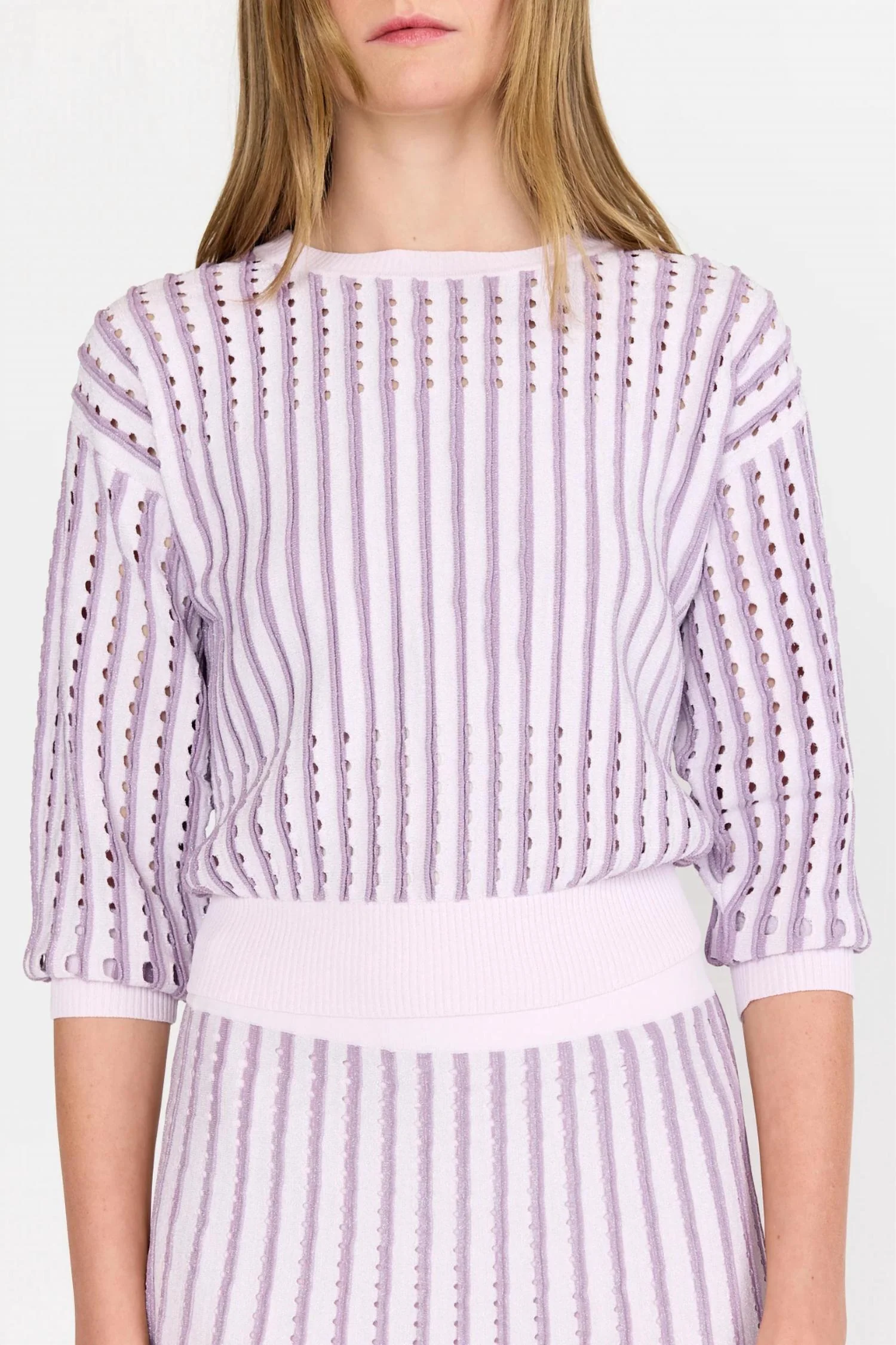 Anaya Sweater In Pinstripe Lilac
