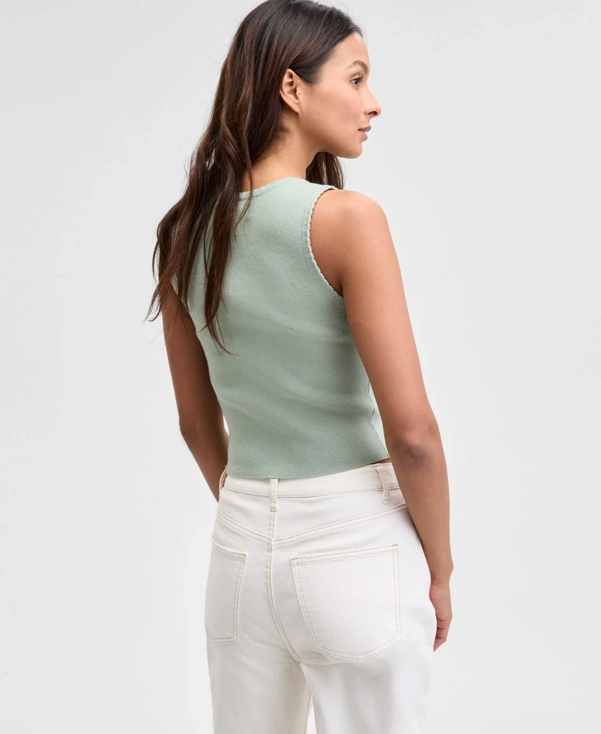 And Now This Tank Top Women's Brookside Moss Scalloped Trim Square Neck PAL35 - Image 3