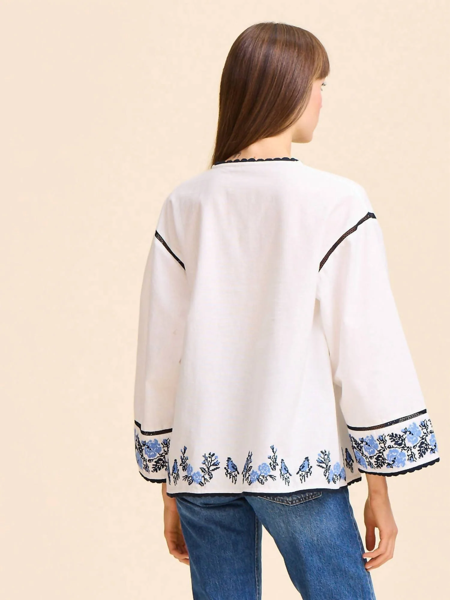Angelica Tassel Tie Top In Santorini Embroidery - Image 2