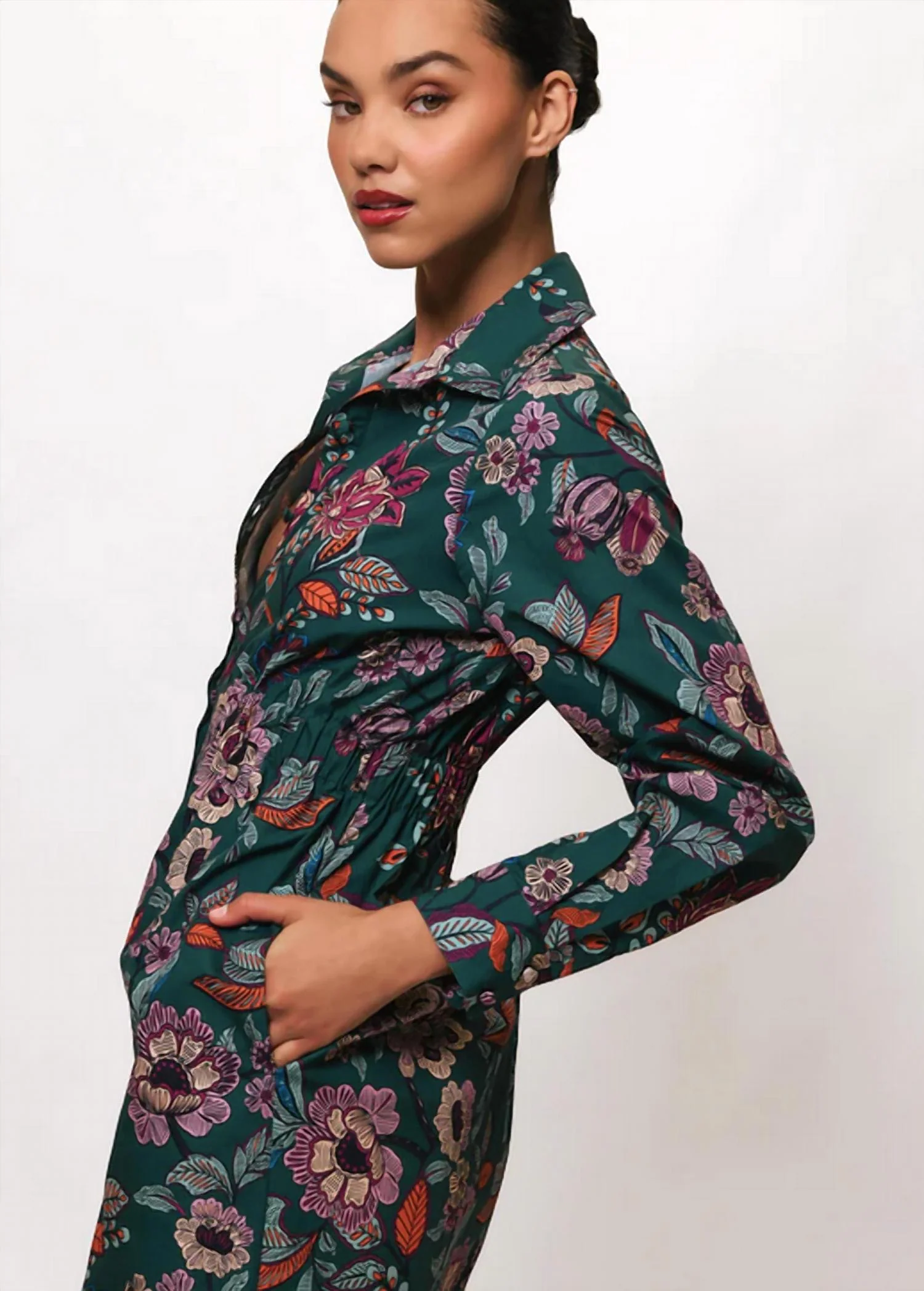 Anja Mini Dress In Teal Japonisme Floral - Image 3
