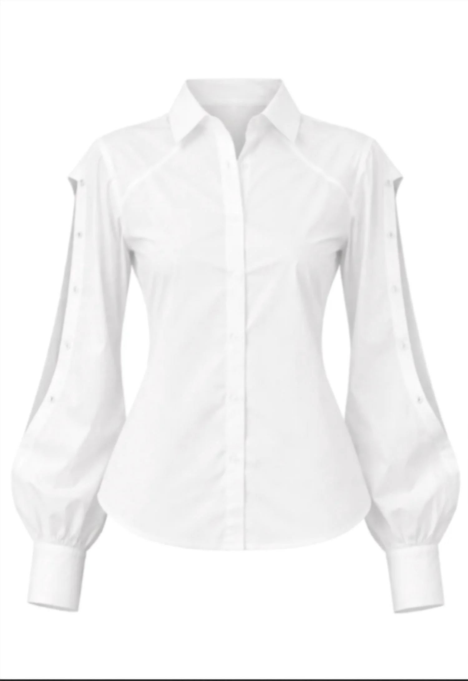Anne Detachable Back Shirt – Two-Way Spring Top In White - Image 3