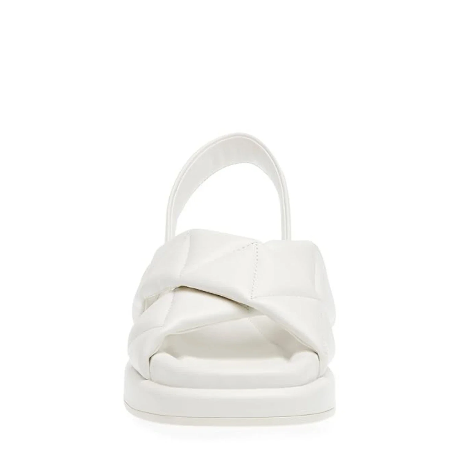 Anne Klein Air Sandals Women White Leather Cross Strap Slingback HTAT904 - Image 3