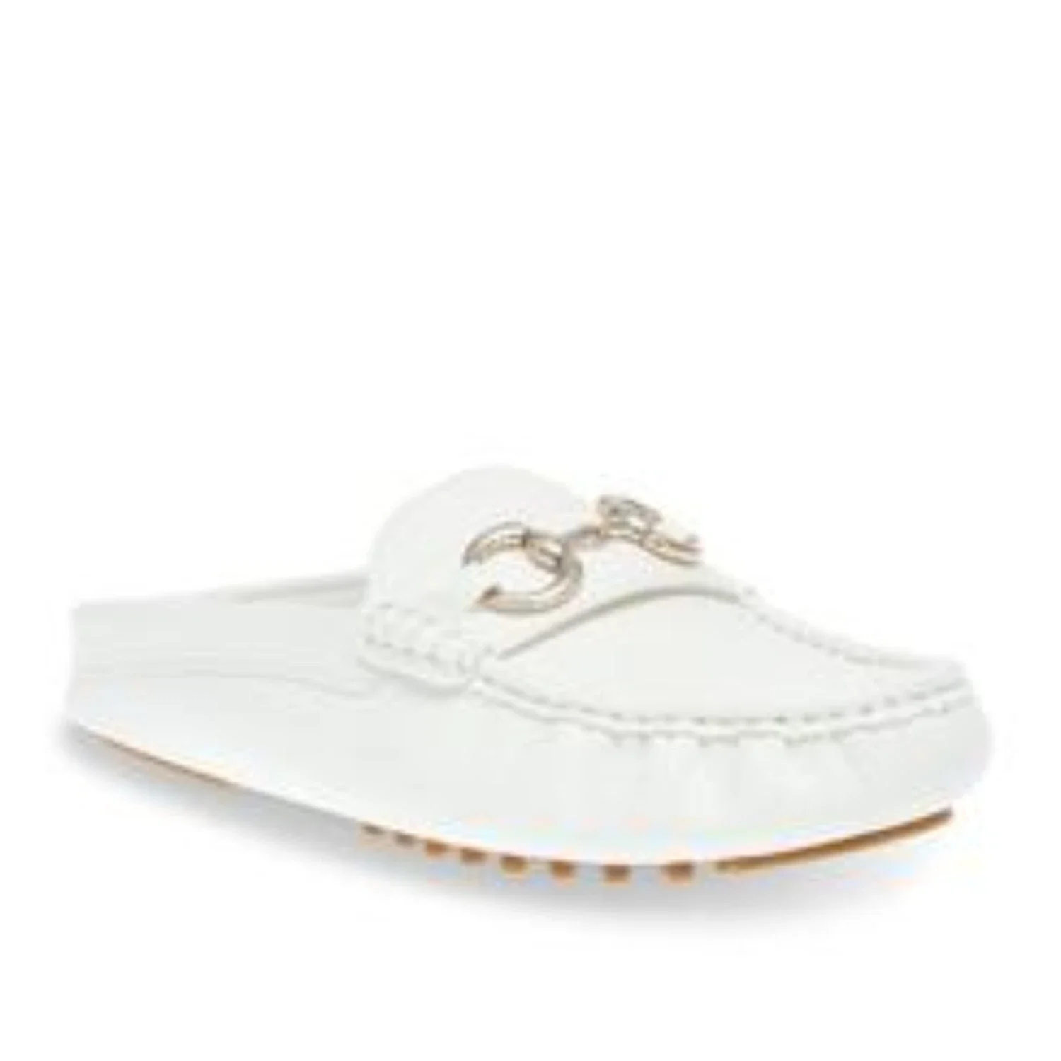 Anne Klein Centric Flats Women's White Leather Comfort Loafer Mule HTAT899 - Image 2