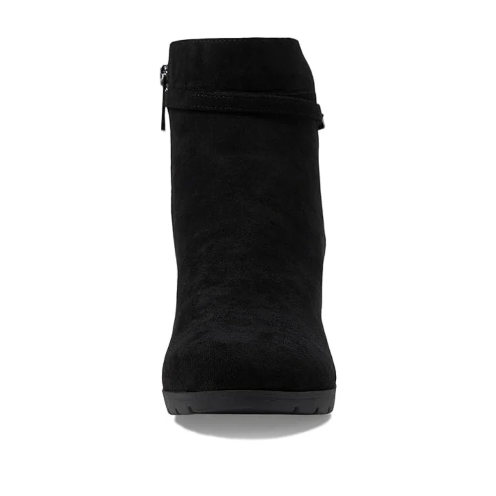 Anne Klein Riah Boots Women's Black Suede Round Toe Block Heel Bootie RHS8221 - Image 5