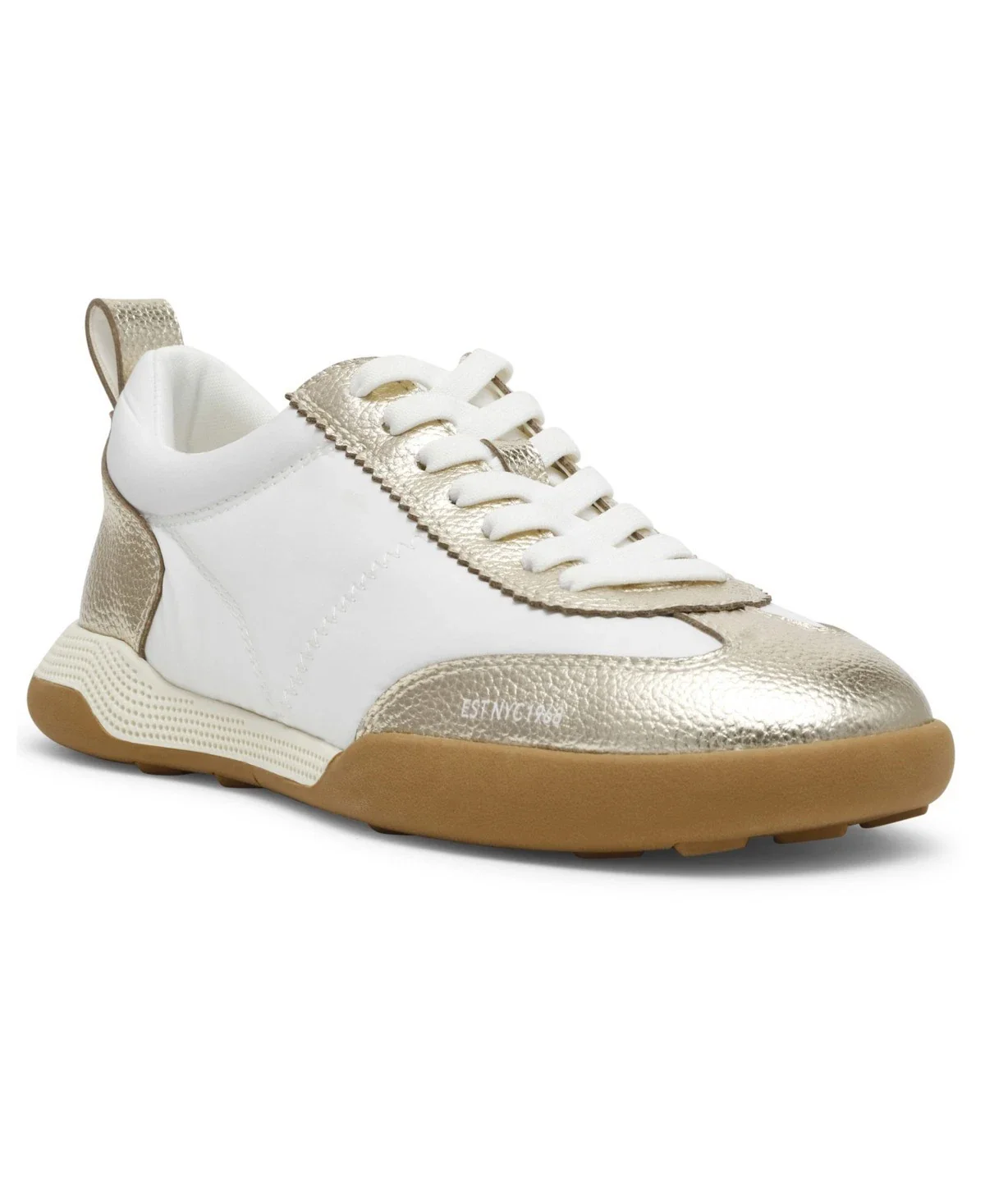 Anne Klein Westside Sneakers Women's White Gold Lace Up Casual Shoes HTAT894
