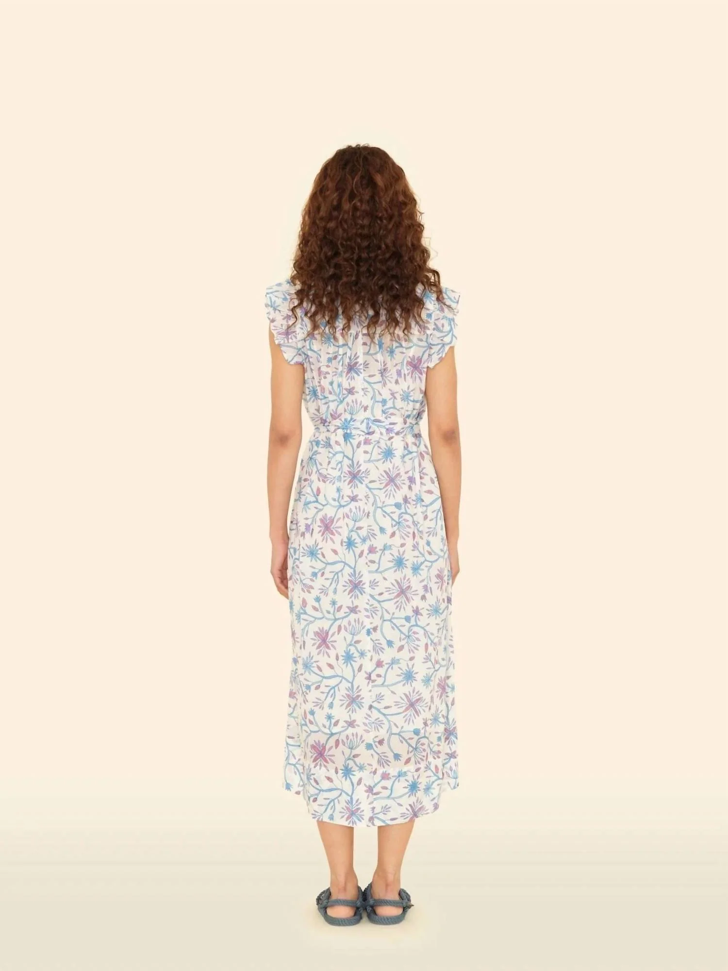 April Midi Dress In Ivory Blue - Image 2