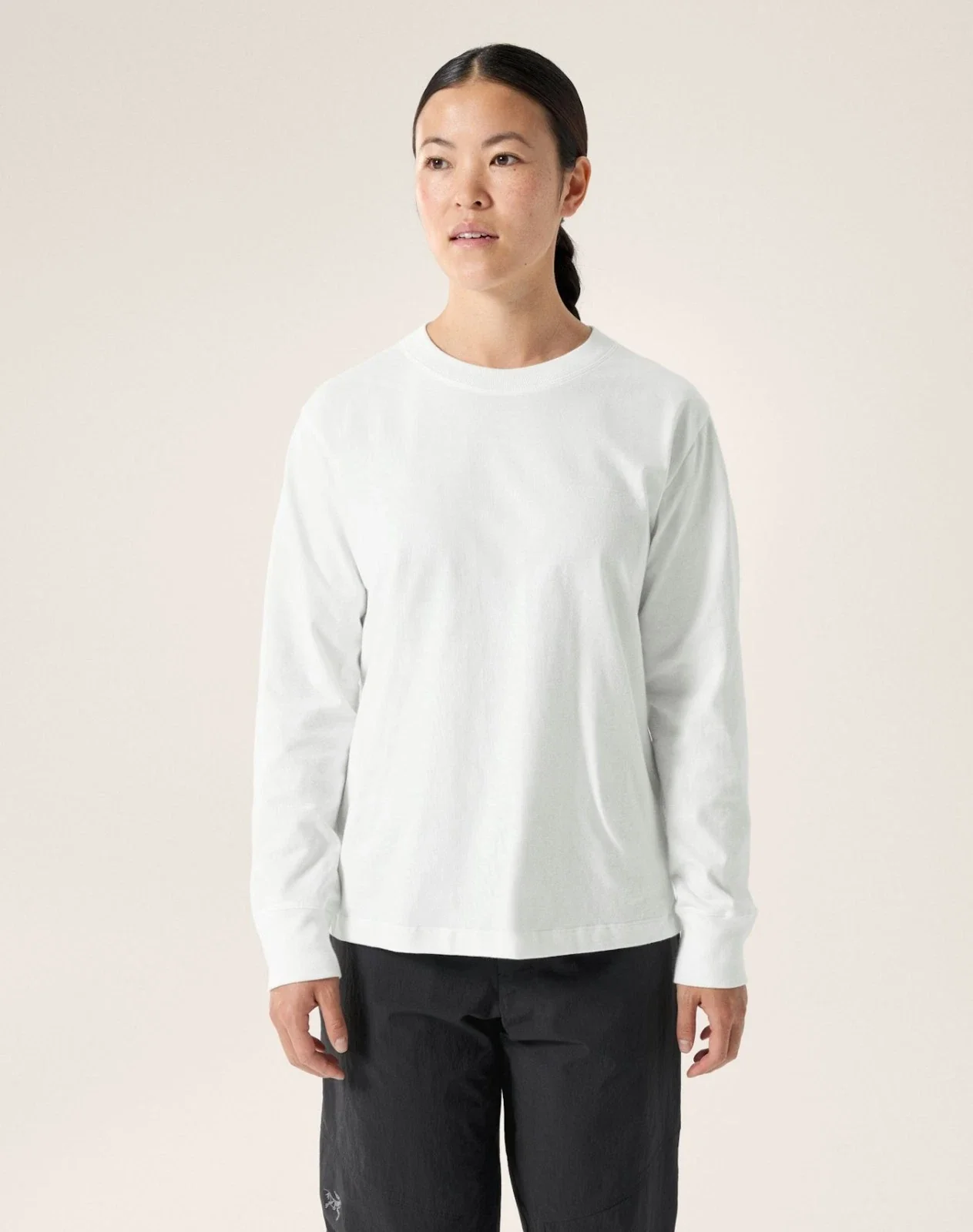Arc'teryx Kragg Cotton Bird Top Women's White Long Sleeve Crew Neck GBO2657
