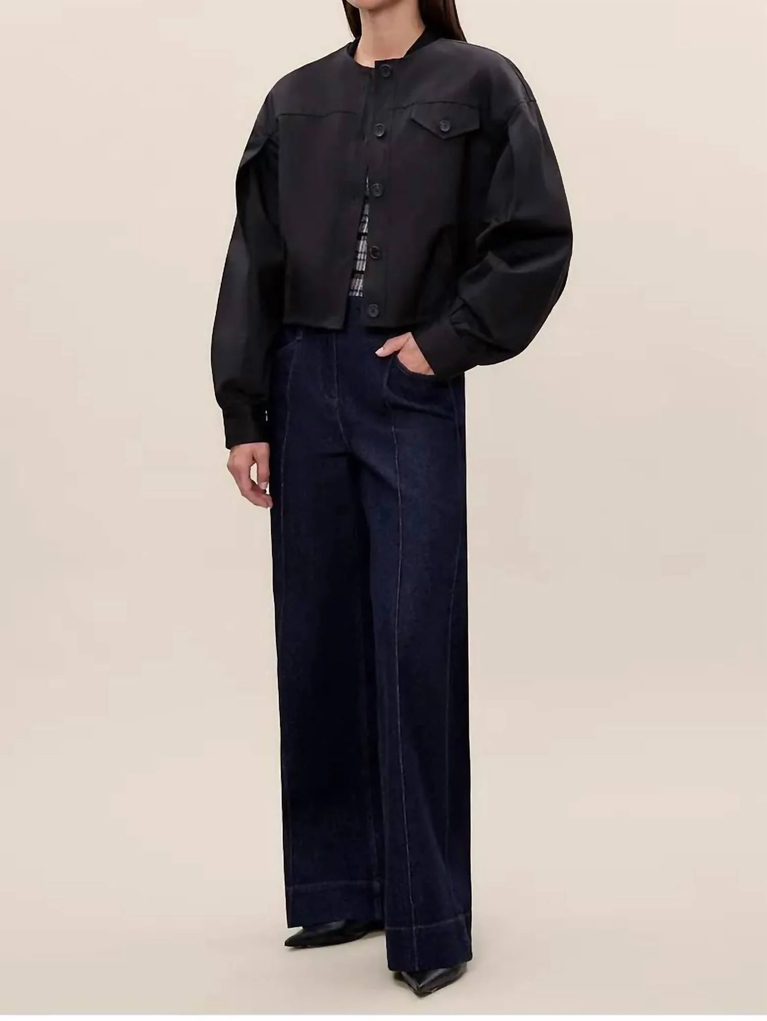 Aria Twill Jacket In Black - Image 2