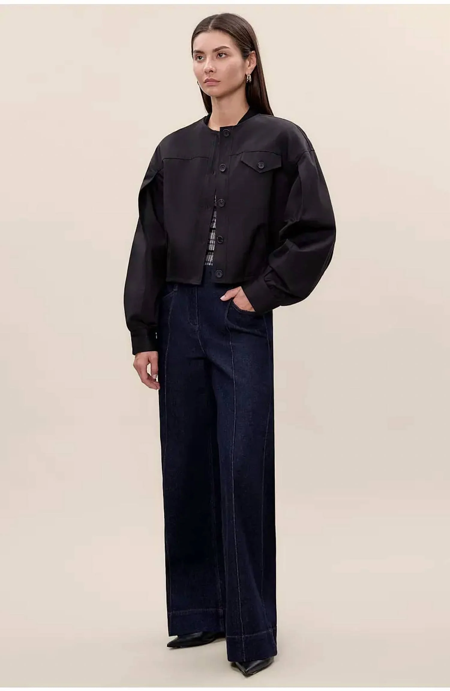 Aria Twill Jacket In Black - Image 3