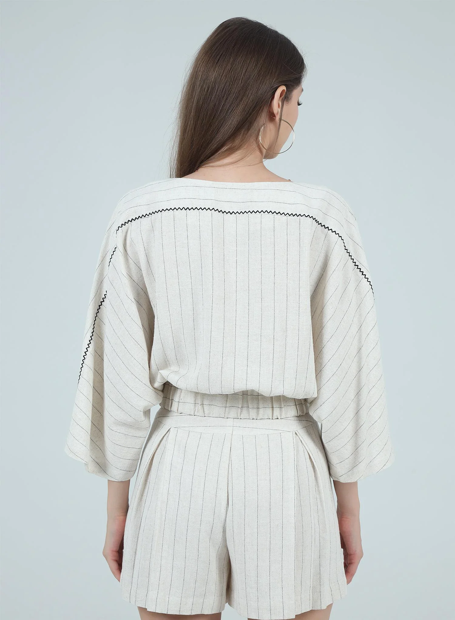 Ariana Pinstripe Blouse In White - Image 2