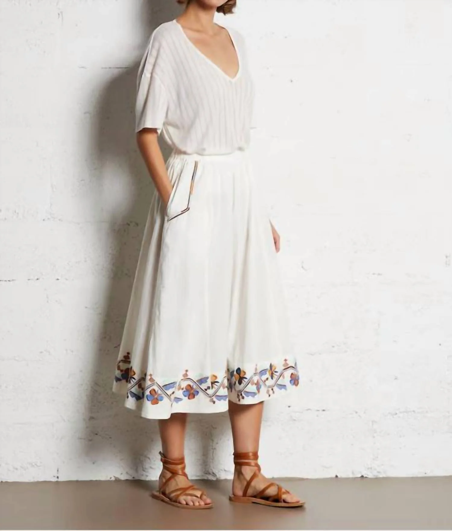Arielle Embellished Skirt In White Multi - Image 2