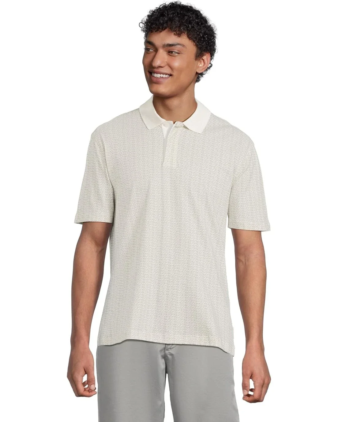 Armani Exchange Polo Shirt Men's Off White Pique Short Sleeve Golf RED1398
