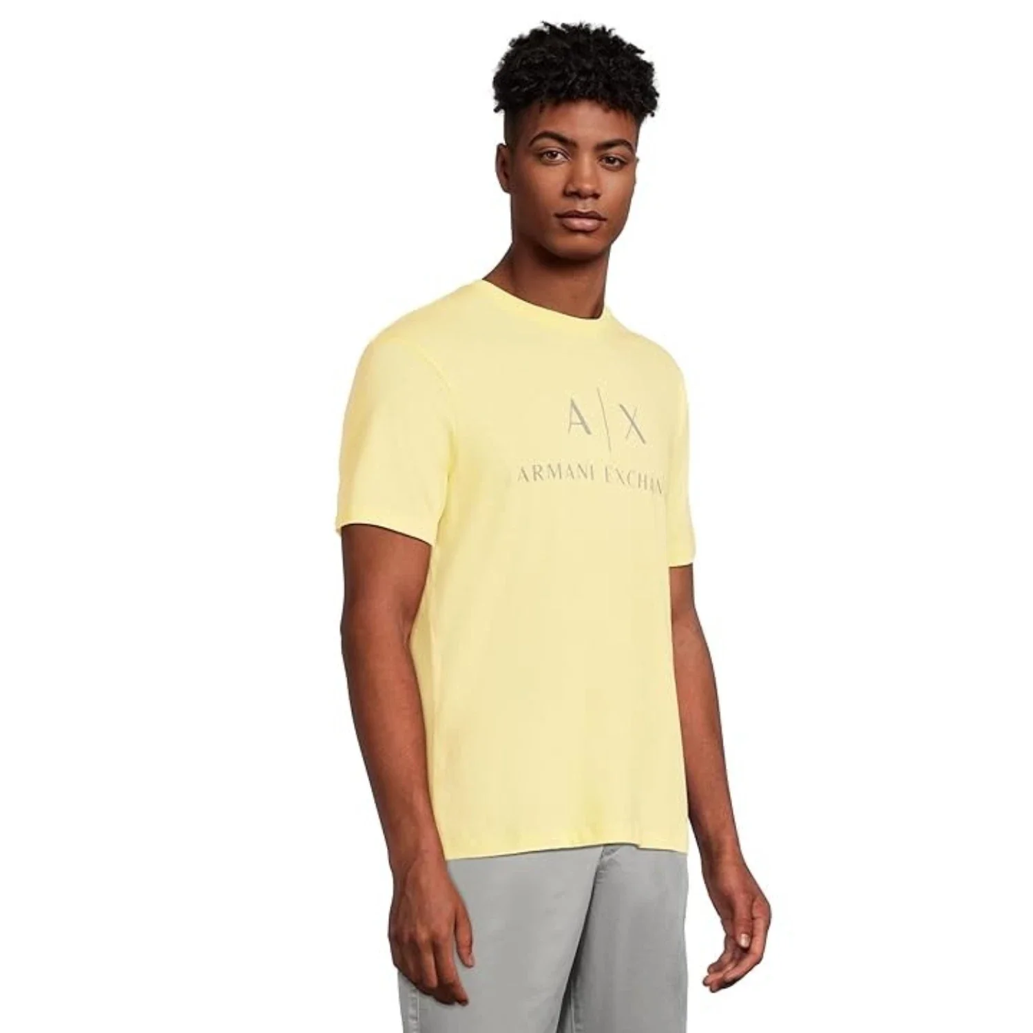 Armani Exchange T-Shirt Men Pale Hay Corporate Logo Print Short Sleeve RED1293 - Image 2