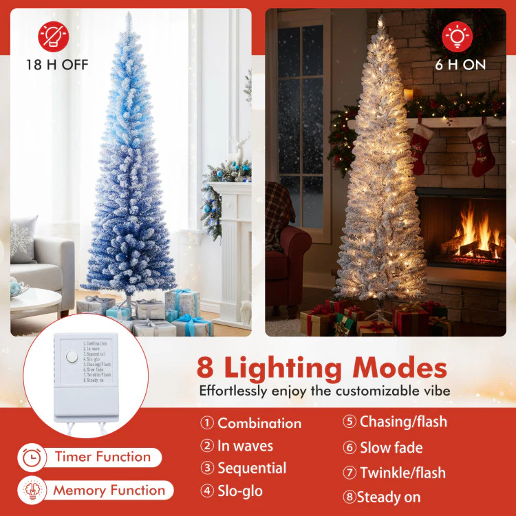 Artificial Christmas Tree with Snow Flocked Branches & Warm LED Lights - Image 4