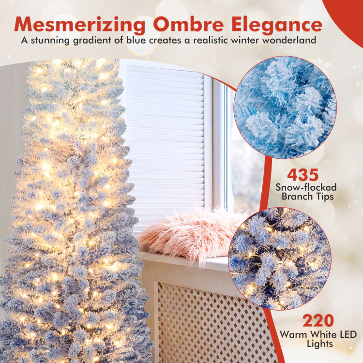 Artificial Christmas Tree with Snow Flocked Branches & Warm LED Lights - Image 5