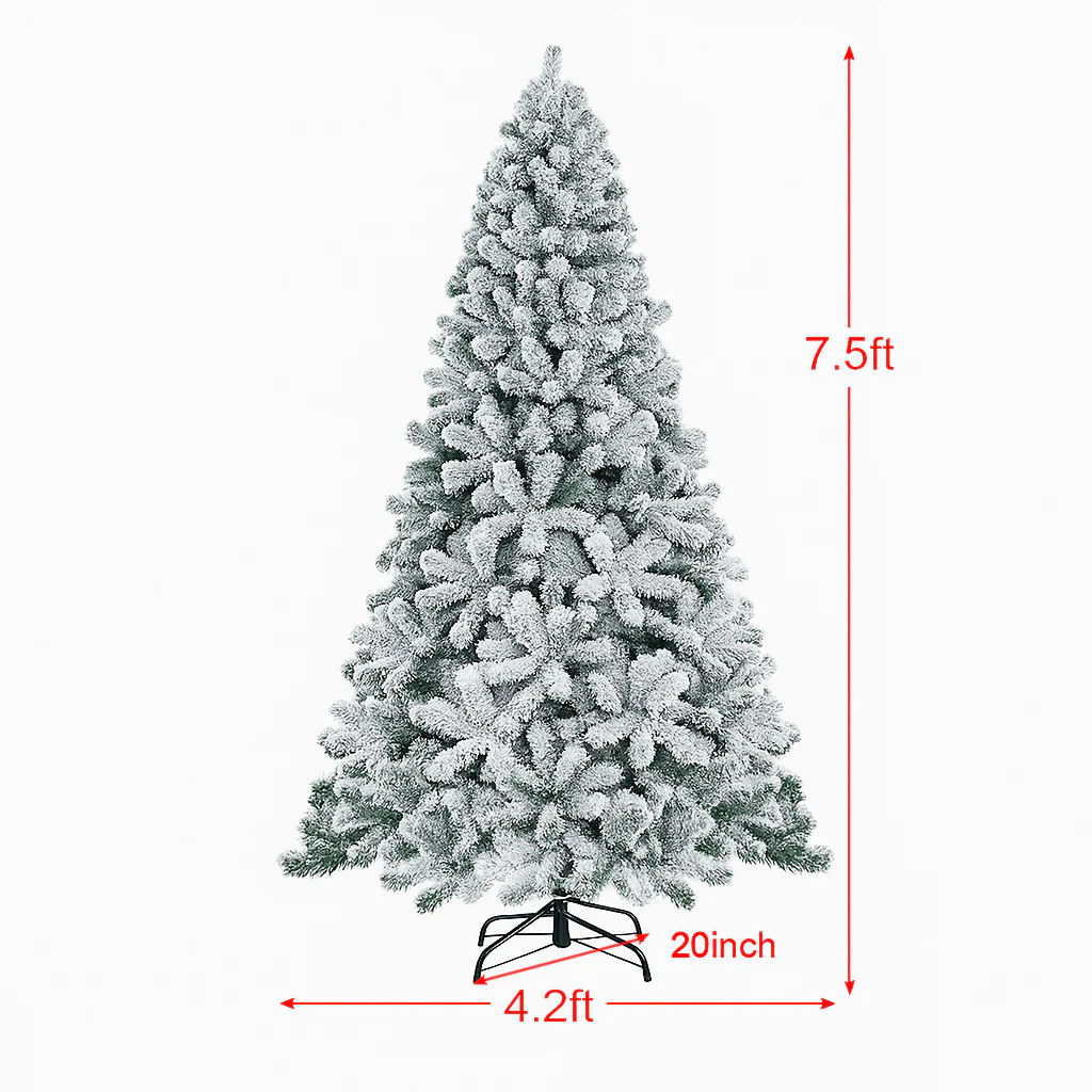 Artificial Frosted Christmas Tree with Hinged Branches & Metal Stand - Image 3