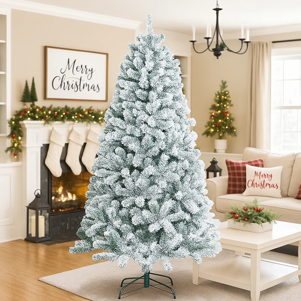 Artificial Frosted Christmas Tree with Hinged Branches & Metal Stand - Image 4