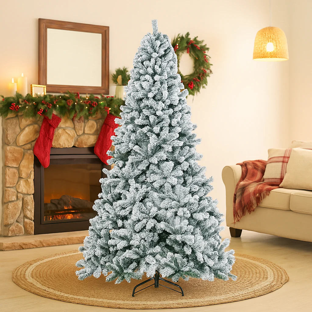 Artificial Frosted Christmas Tree with Hinged Branches & Metal Stand - Image 5