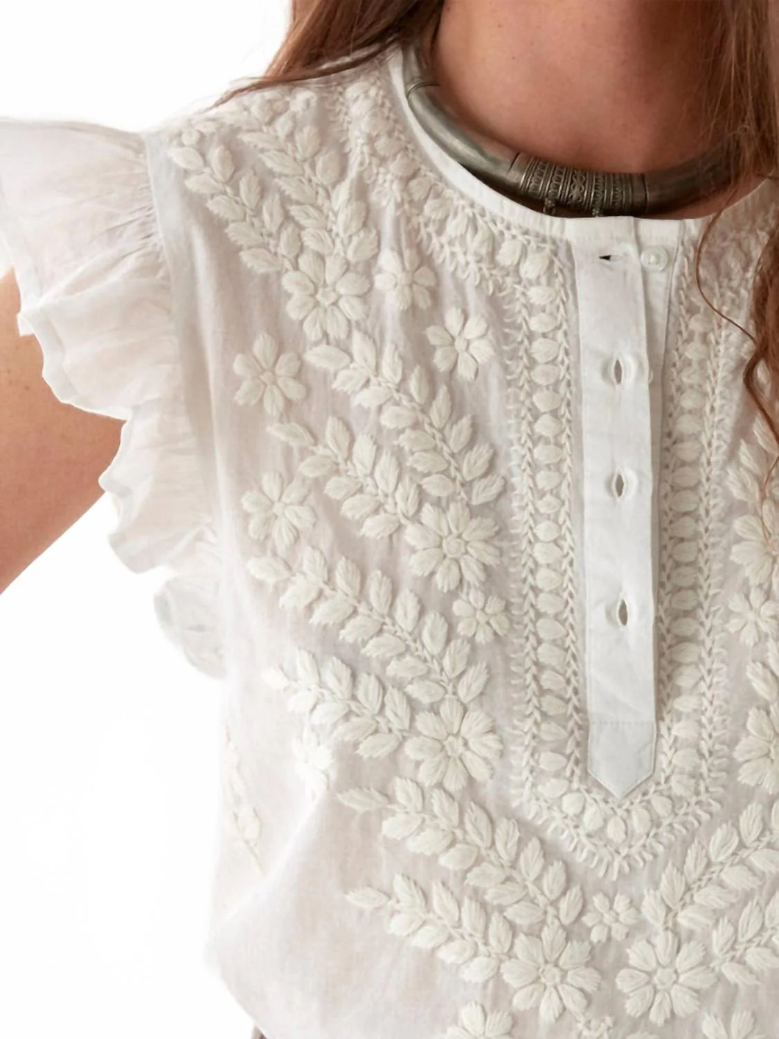 Ashanti Embroidered Blouse In Bianco - Image 3