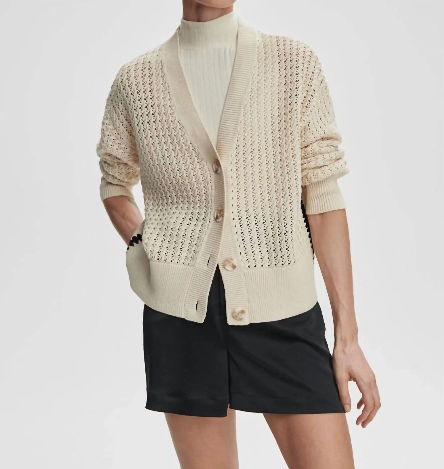 Astell Relaxed Knit Cardigan In Birch