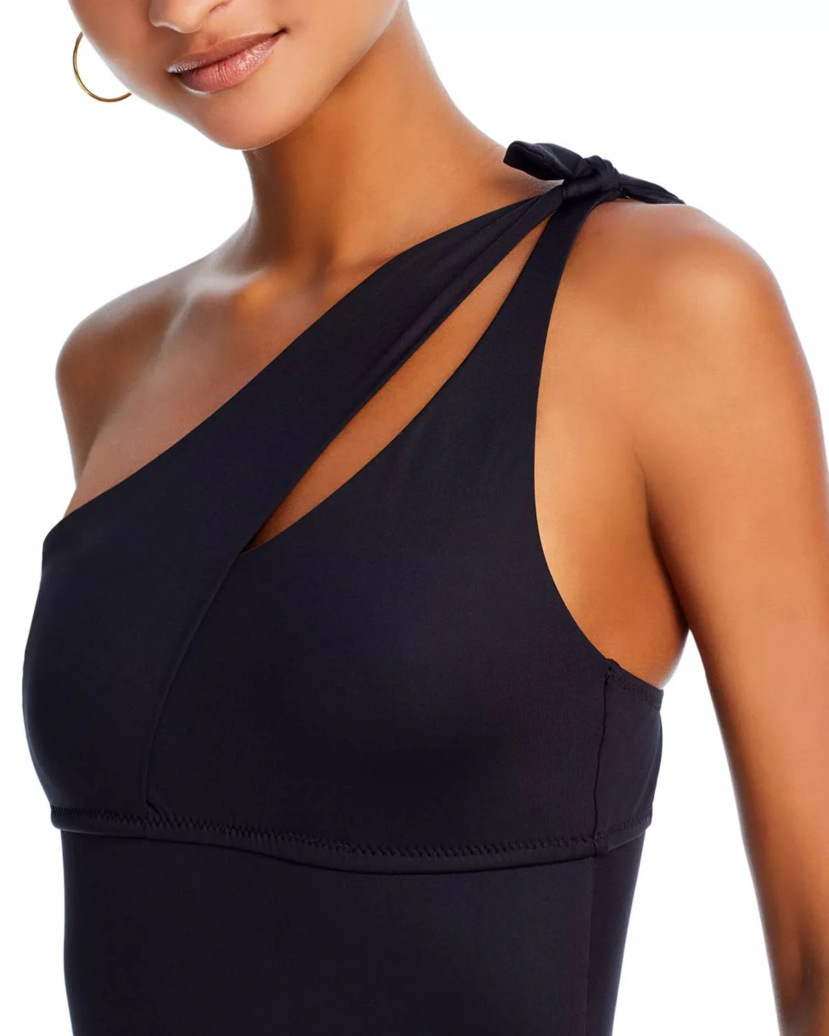 Asymmetric Cutout One Piece Swimsuit In Black - Image 2