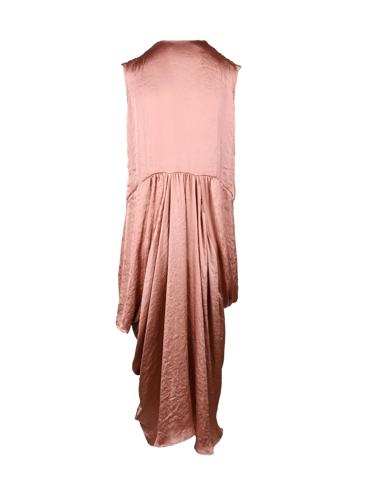 Asymmetrical Draped Long Dress with Satin Finish - Image 2