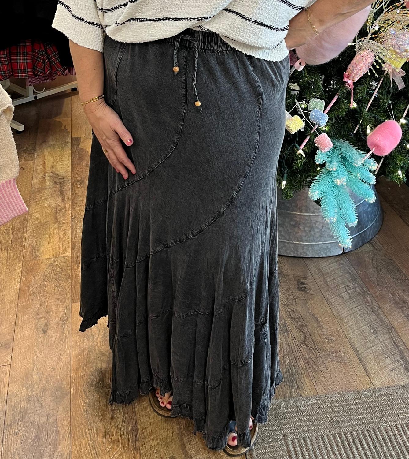 Asymmetrical Maxi Skirt - Curvy In Charcoal - Image 2