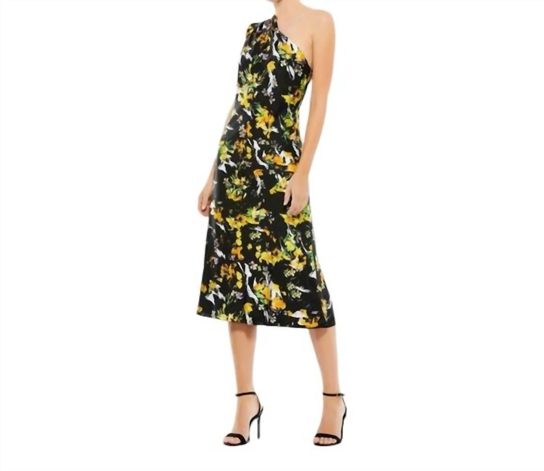 Asymmetrical One Shoulder Sleeveless Dress In Multicolor