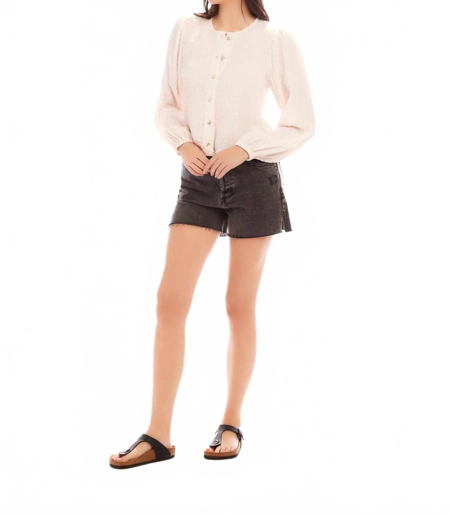 Aubrey Button Up Blouse In Cream - Image 3