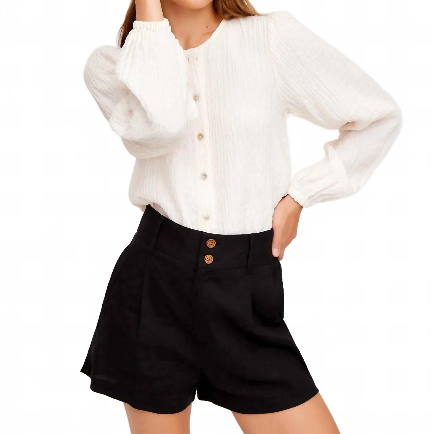 Aubrey Button Up Blouse In Cream - Image 4