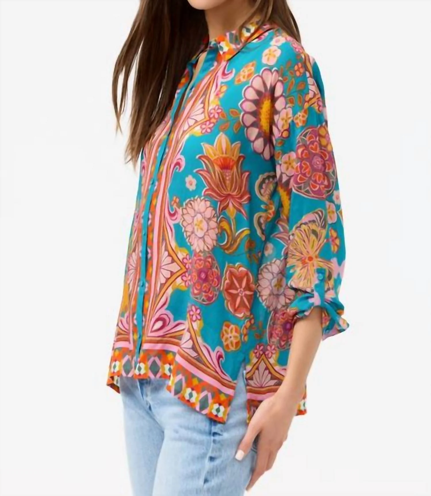 Audrey Button Up Shirt In Dark Endora - Image 3
