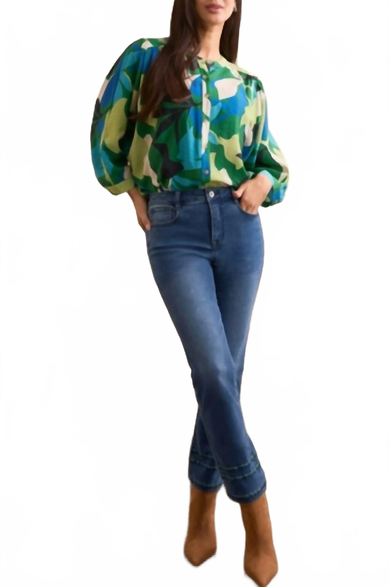 Audrey Straight Crop Jeans With Tape Embroidery In Dark Eclipse - Image 3