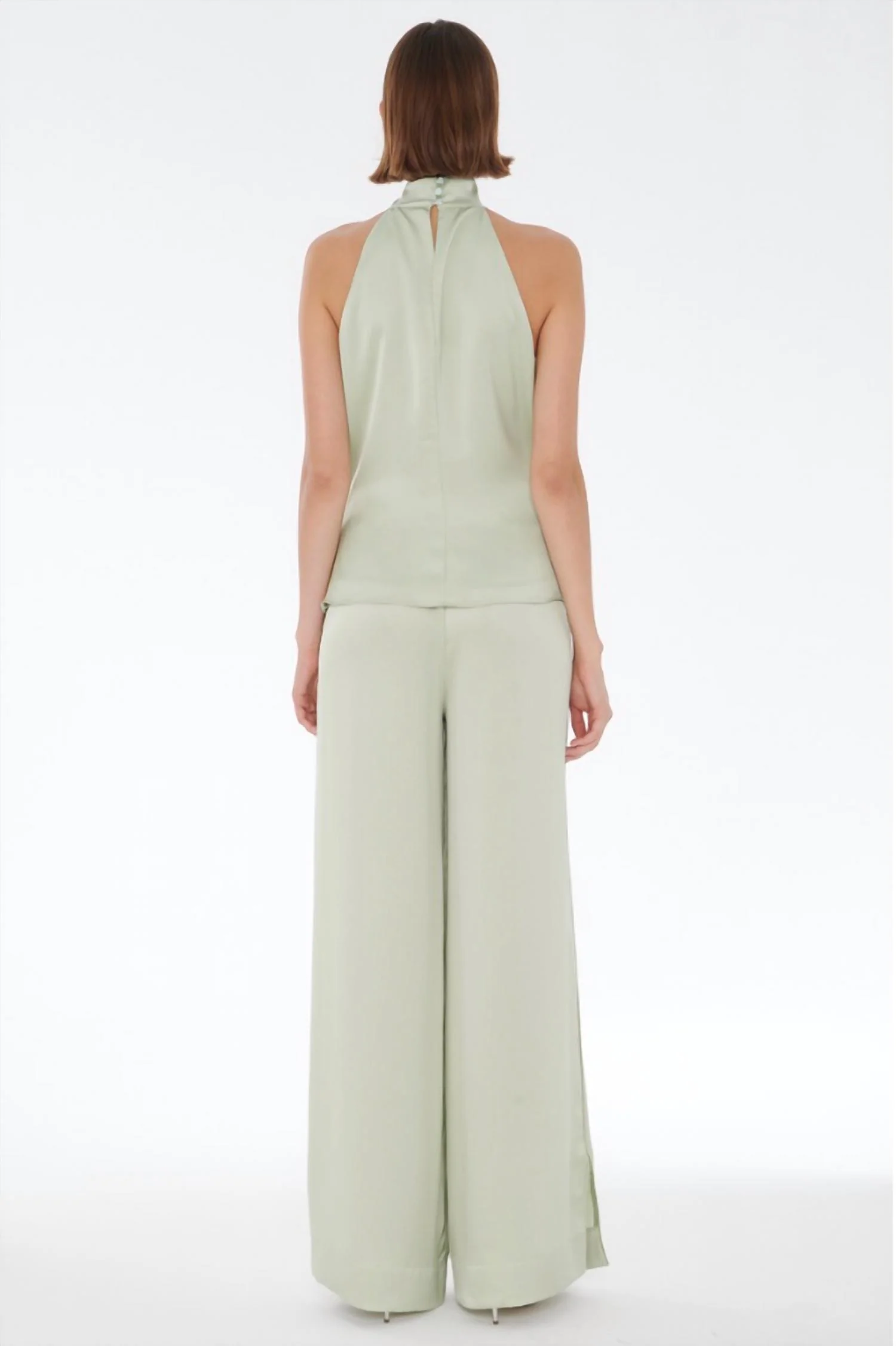 Auggie Side Slit Pull On Pant In Mint - Image 2