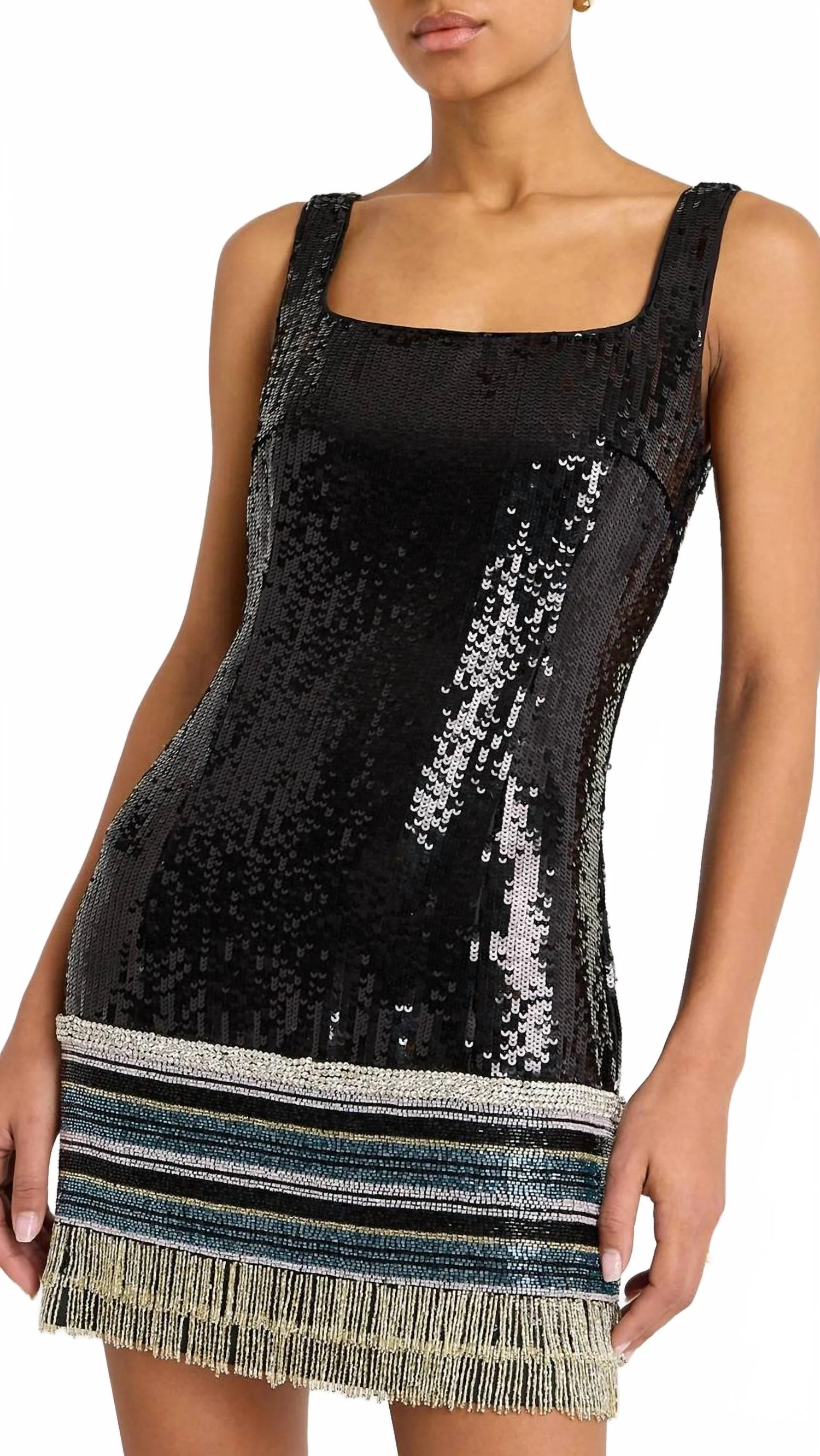 Augustine Sequin Mini Dress In Black Multi