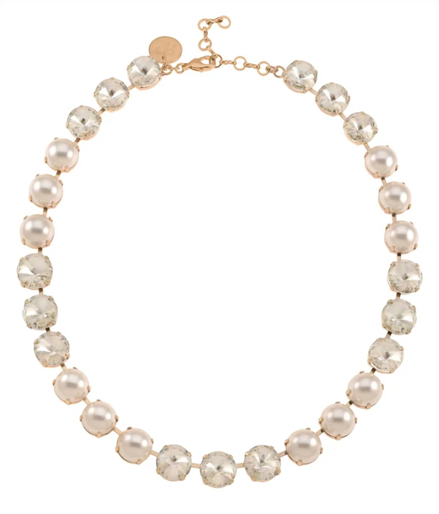 Avery Necklace In Crystal, Pearl, Gold