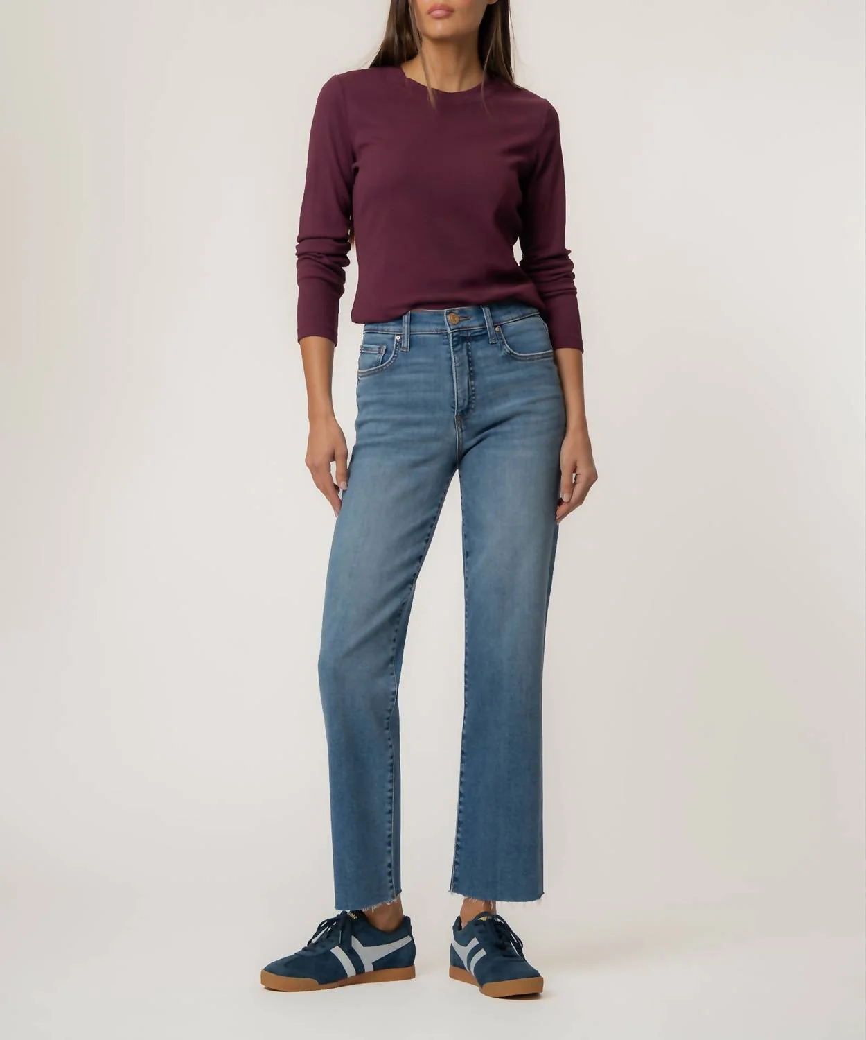Avery Straight Leg Jeans With Raw Hem In Building Wash