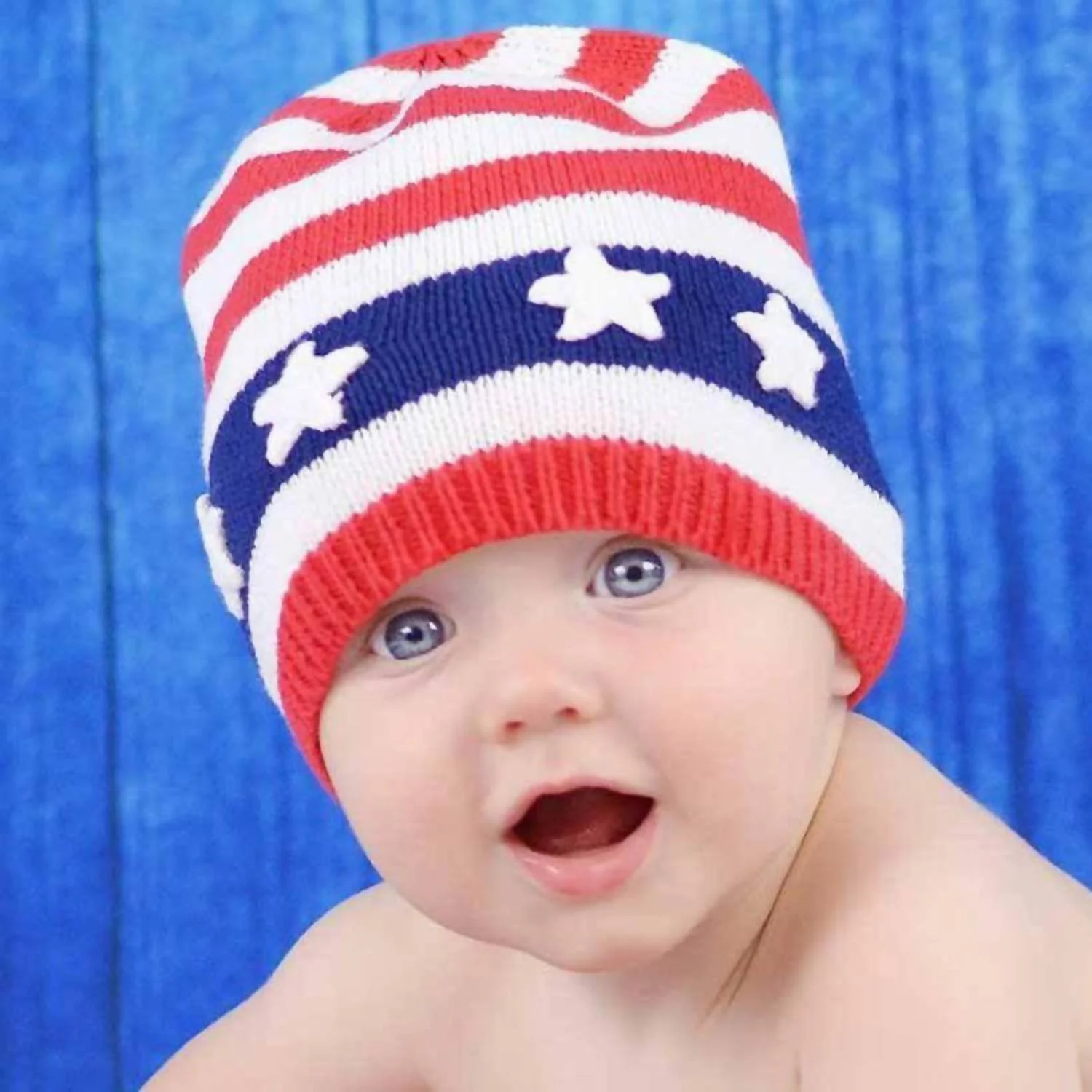Babies Stars & Stripes Beanie Cap In Red/white/blue - Image 2