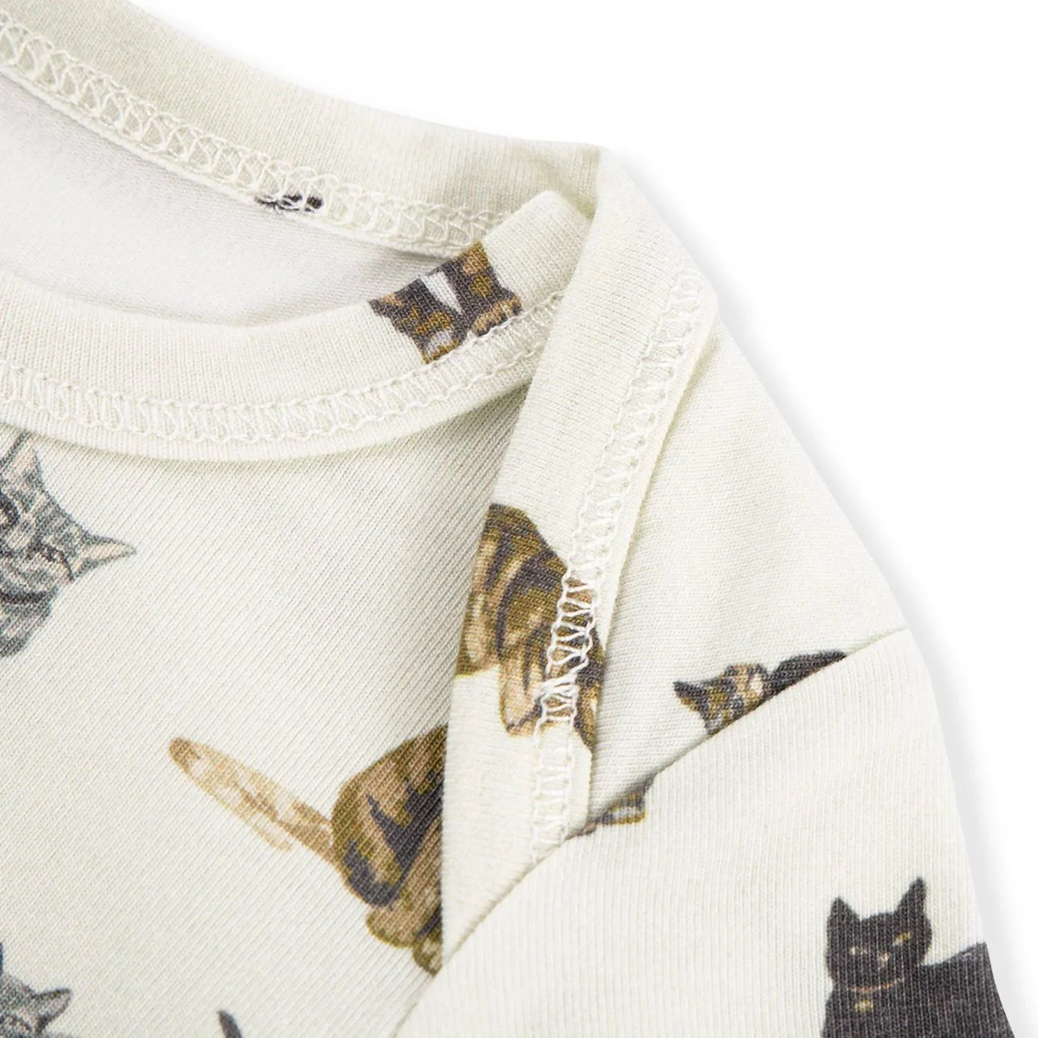 Baby's Cat Cotton Stretch Short Sleeve One Piece In Cream - Image 3