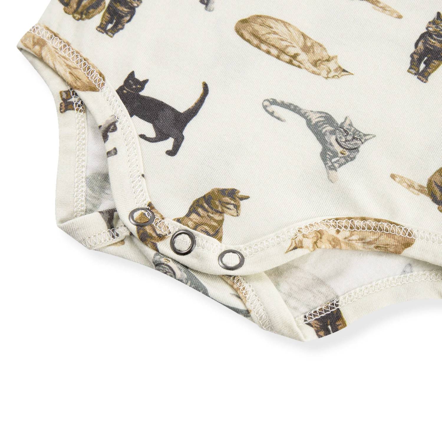 Baby's Cat Cotton Stretch Short Sleeve One Piece In Cream - Image 4