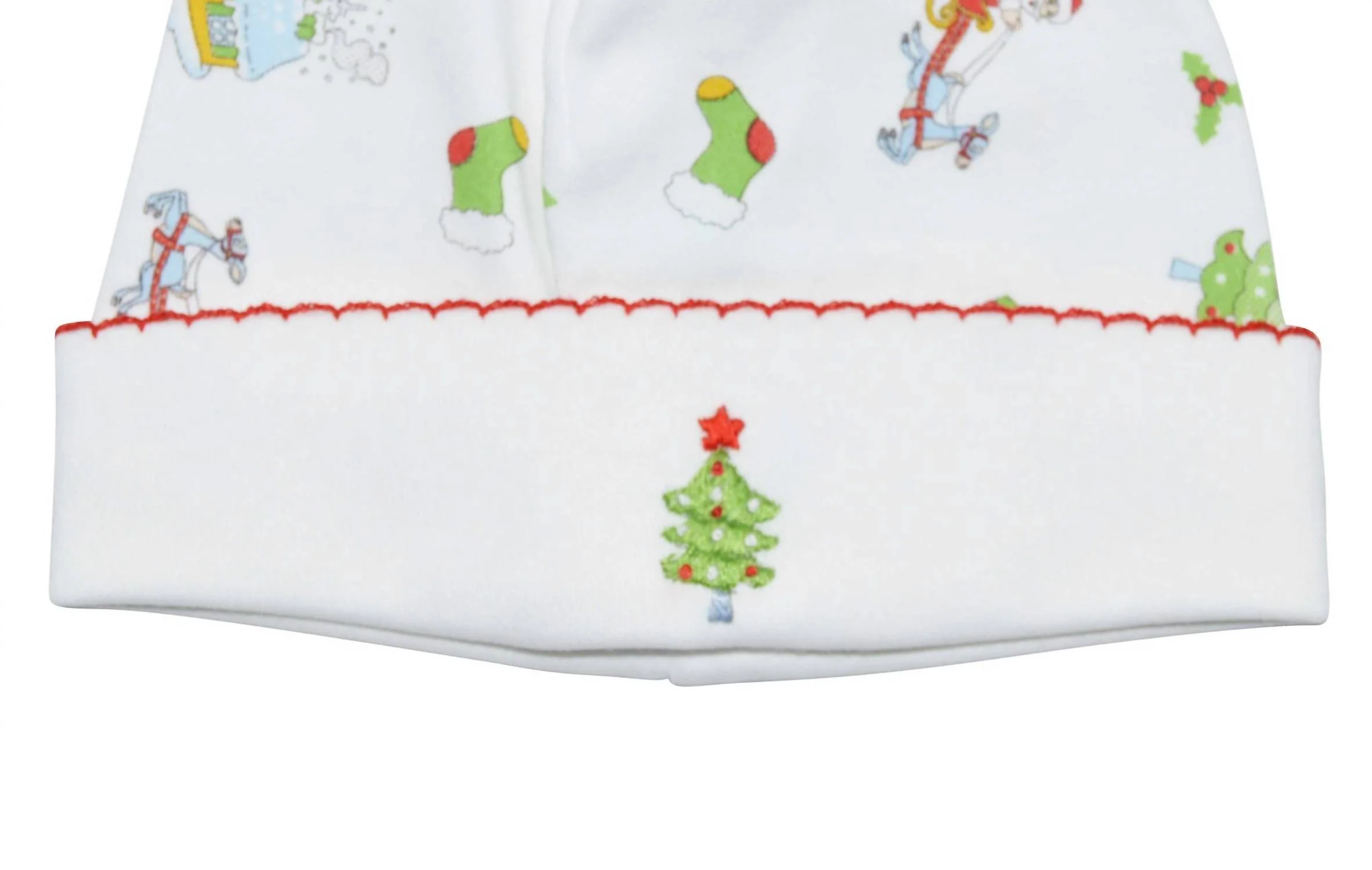 Baby's Santa's On The Way Cap In White/red/green