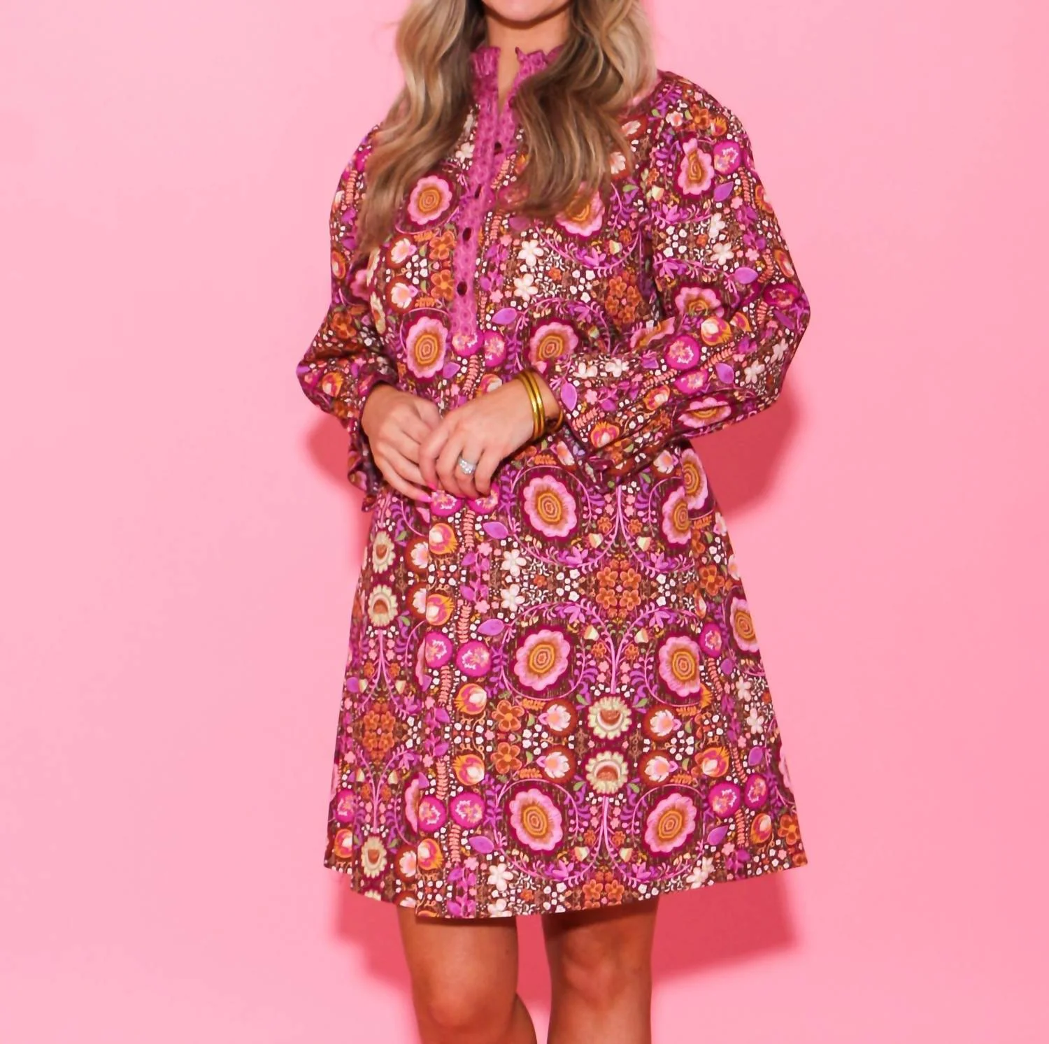 Back Tie Long Sleeve Dress In Plum - Image 5