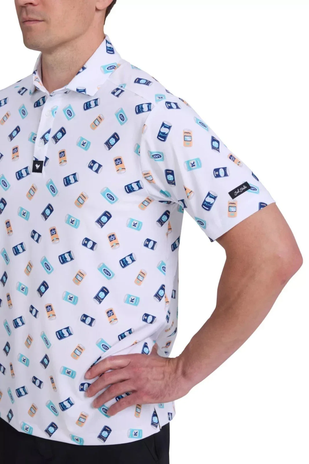 Bad Birdie Core Polo Shirt Men Crushable Beer Can Graphic Pullover DSGL272 - Image 2