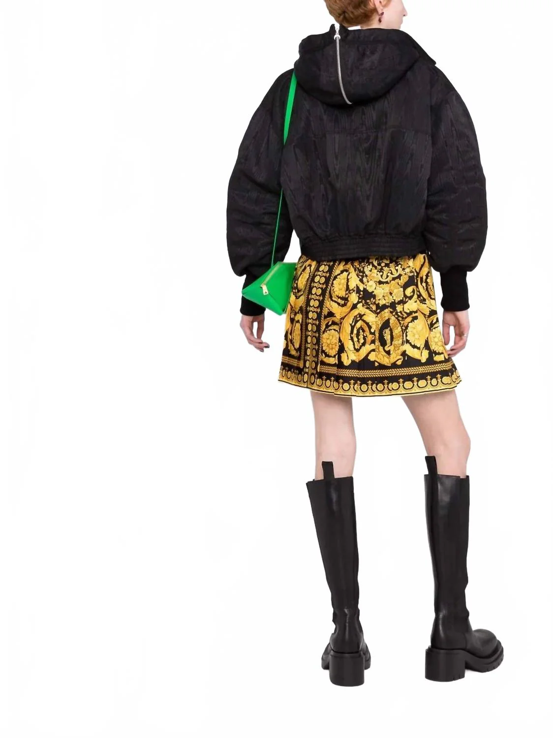 Barocco Pleated Skirt In Black & Gold - Image 3
