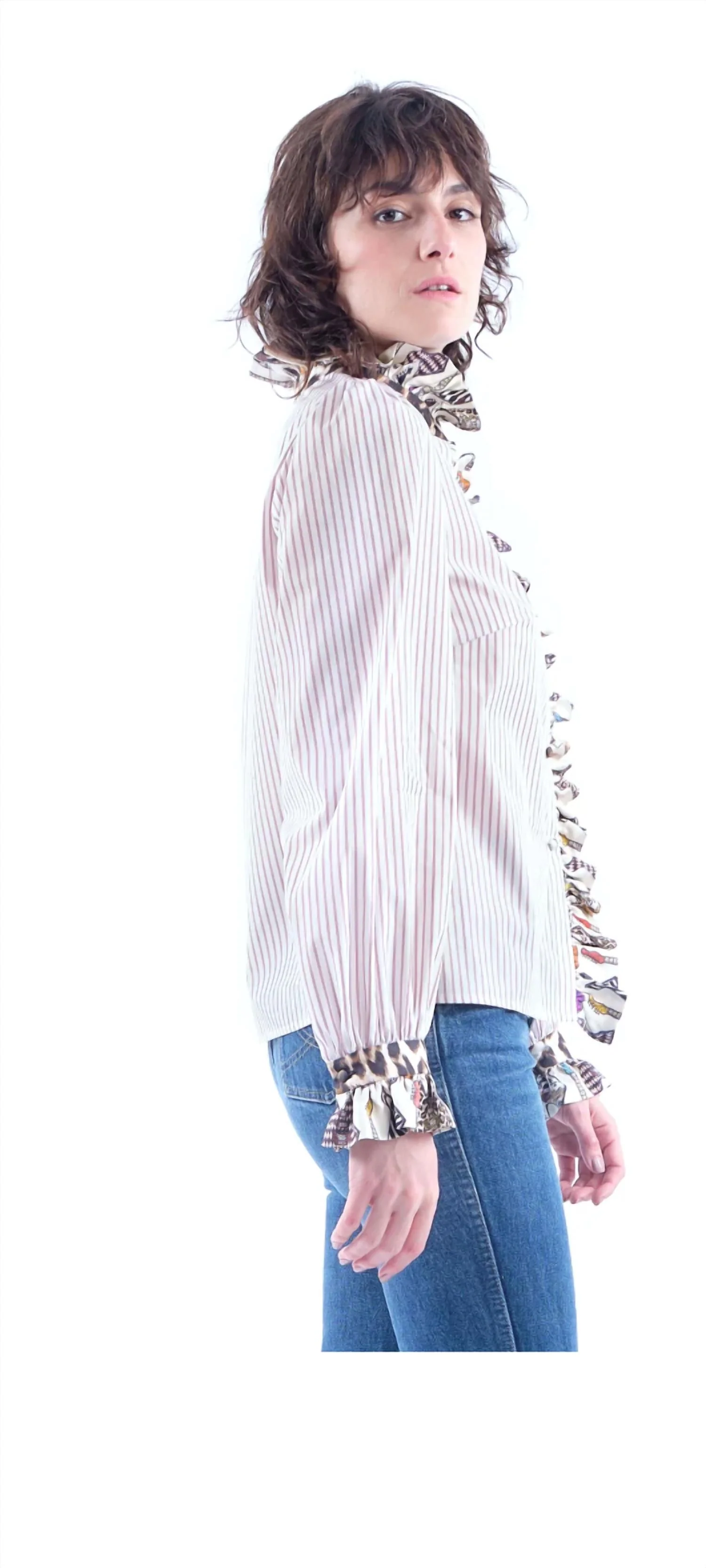 Baronne Top In Raye Bordeaux - Image 3